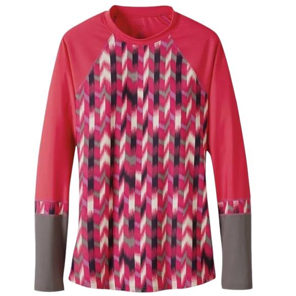 PRANA Womens Lorelie Pink Gray UV Rashguard Long Sleeve Swim Surf Medium - Picture 5 of 9